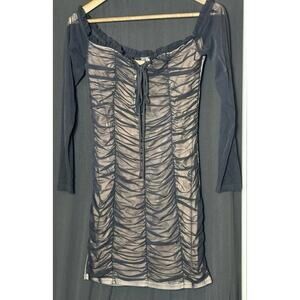 Fashion Nova Whimsigoth Slip Dress Large Black 90s Y2K Mesh sheer witchy fairy